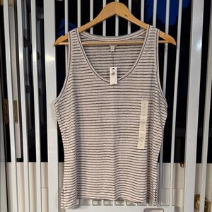 Banana Republic Factory Black and White Striped Tank Top